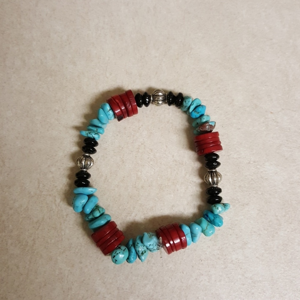 Sweet turquoise and red coral bracelet
